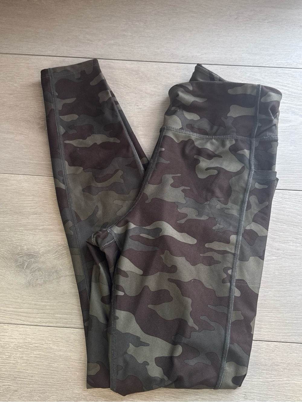 Athletic Works Womens Camo Leggings Size M 8-10 Green Brown Camouflage Pants